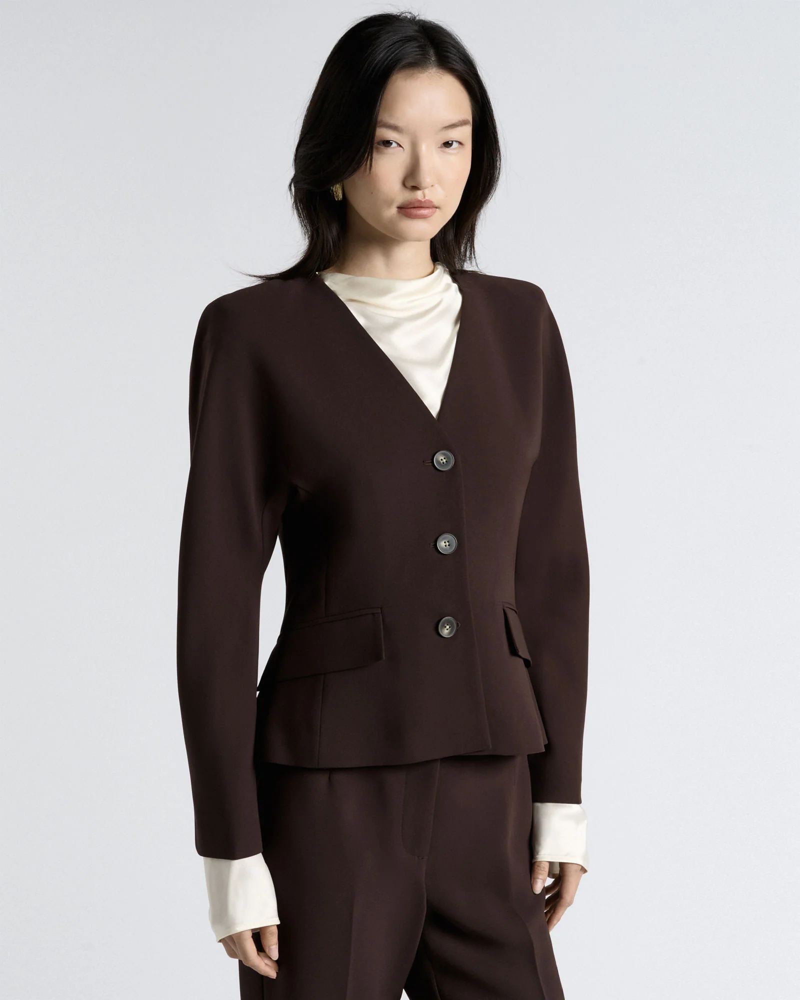 Coffee Double Weave Jacket