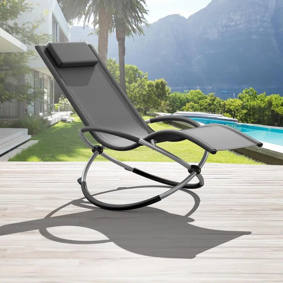 tectake Ligbed Paulina ergonomisch, opvouwbaar, 150 kg, Grijs