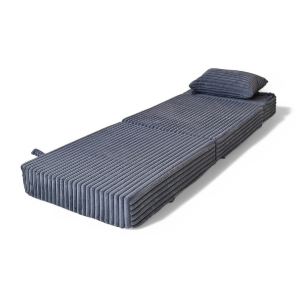 Materac turystyczny składany fotel 200x70x15cm sztruks grafit