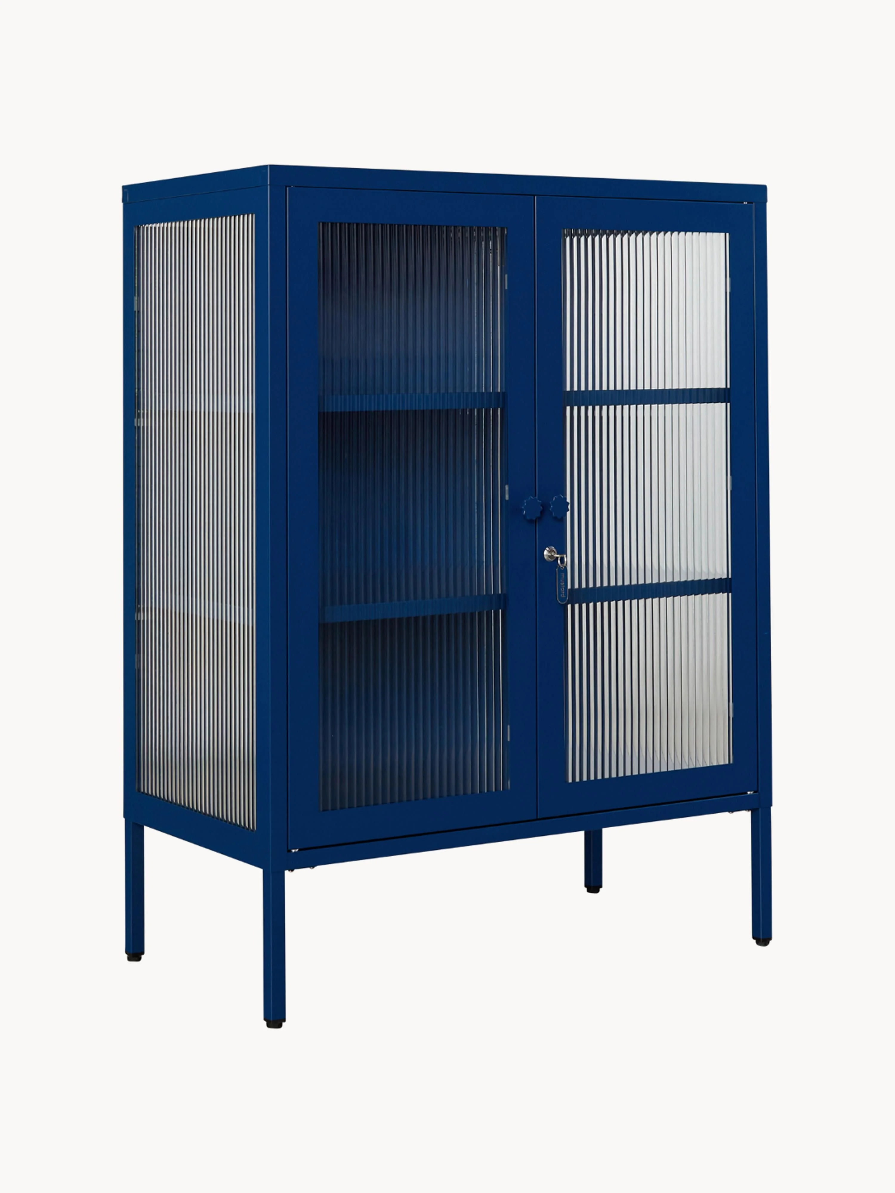 Metall-Vitrine The Mixer mit geriffeltem Glas