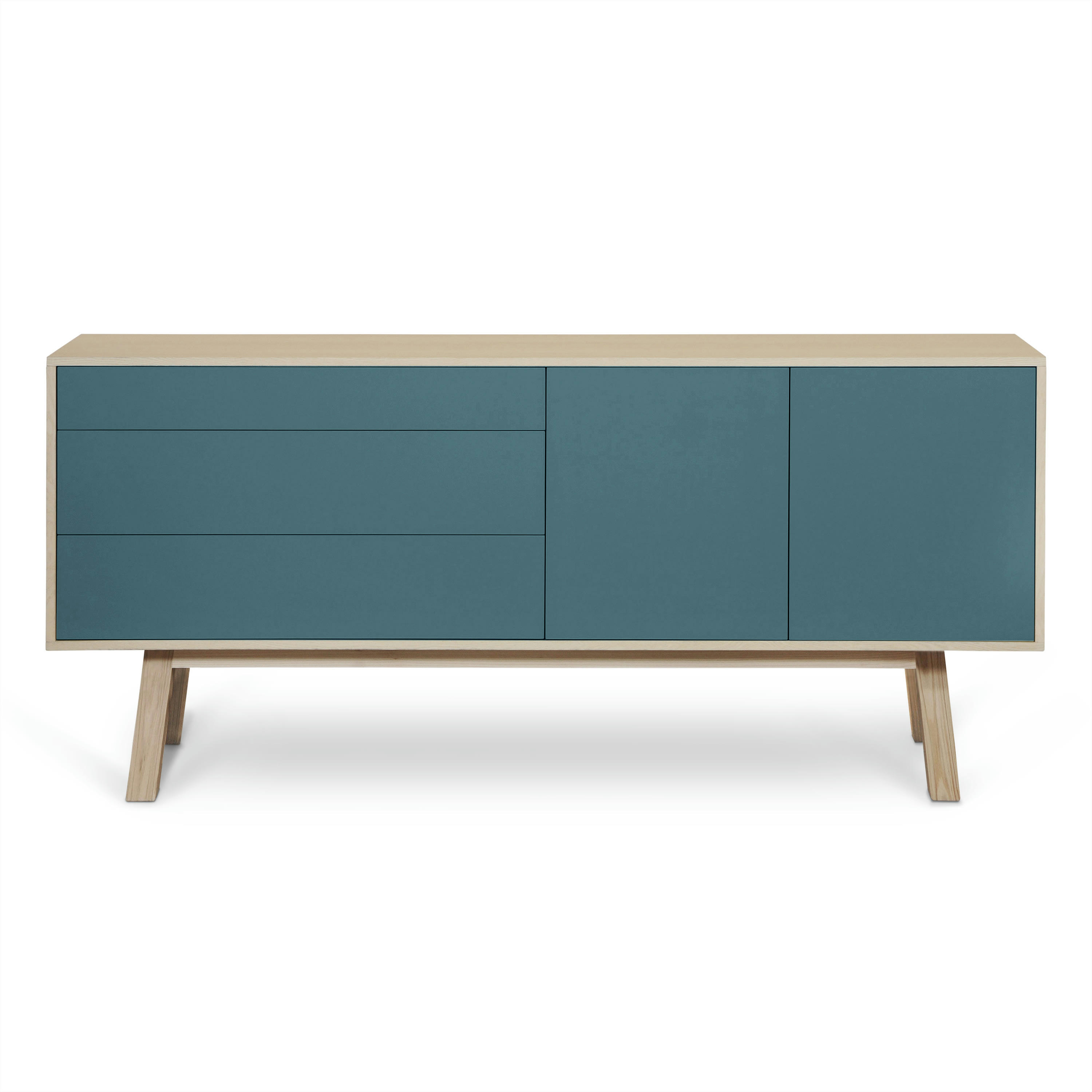 KUBE - Buffet en frêne 2 portes+3 tiroirs 180 cm, hauteur 94 cm