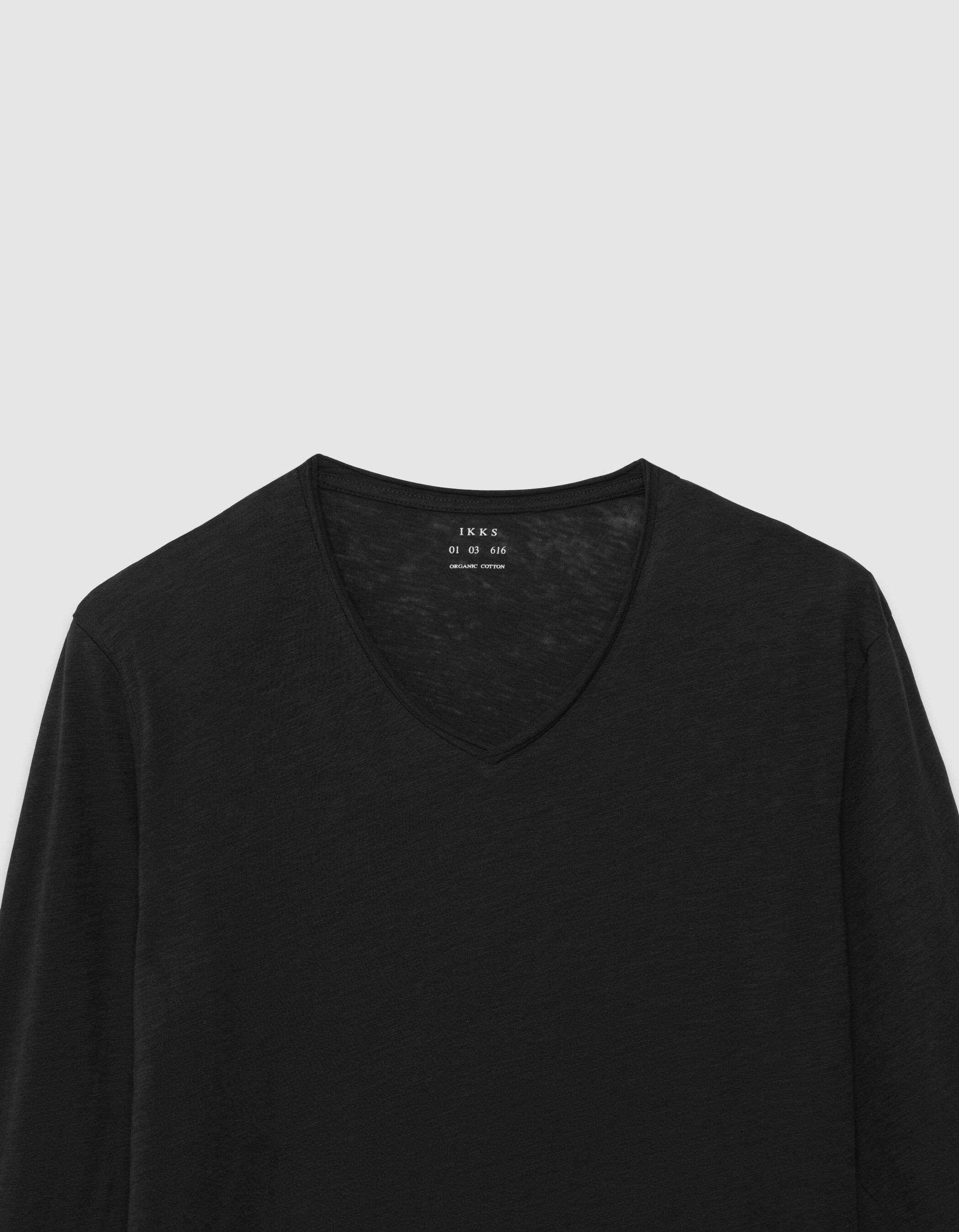 T-shirt manches longues noir coton bio flammé Homme
