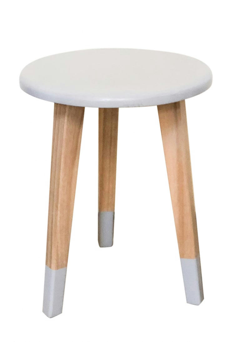 RÉTRO - Tabouret enfant bois massif mindy naturel et gris