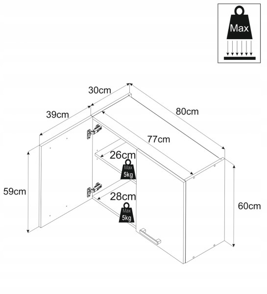 Szafka Kuchenna Wisząca 2d Górna 80cm Kaszmir