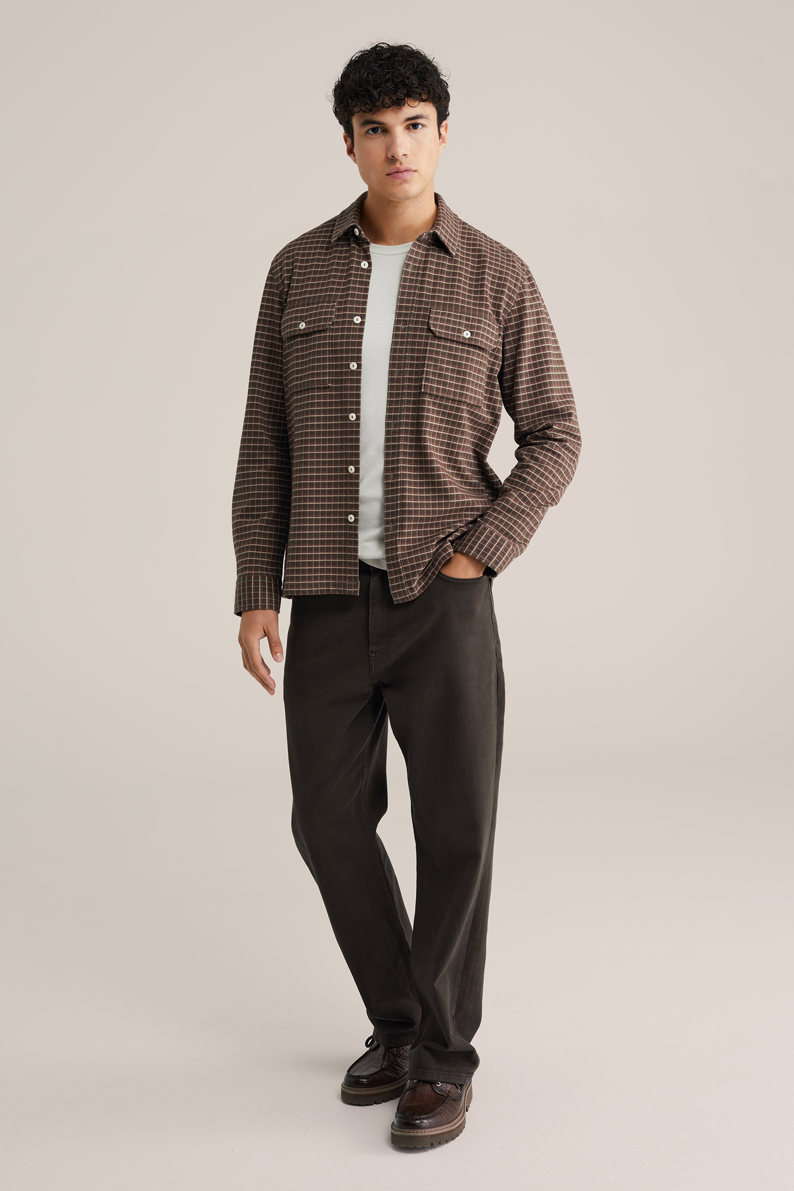 Heren regular fit overshirt met ruit