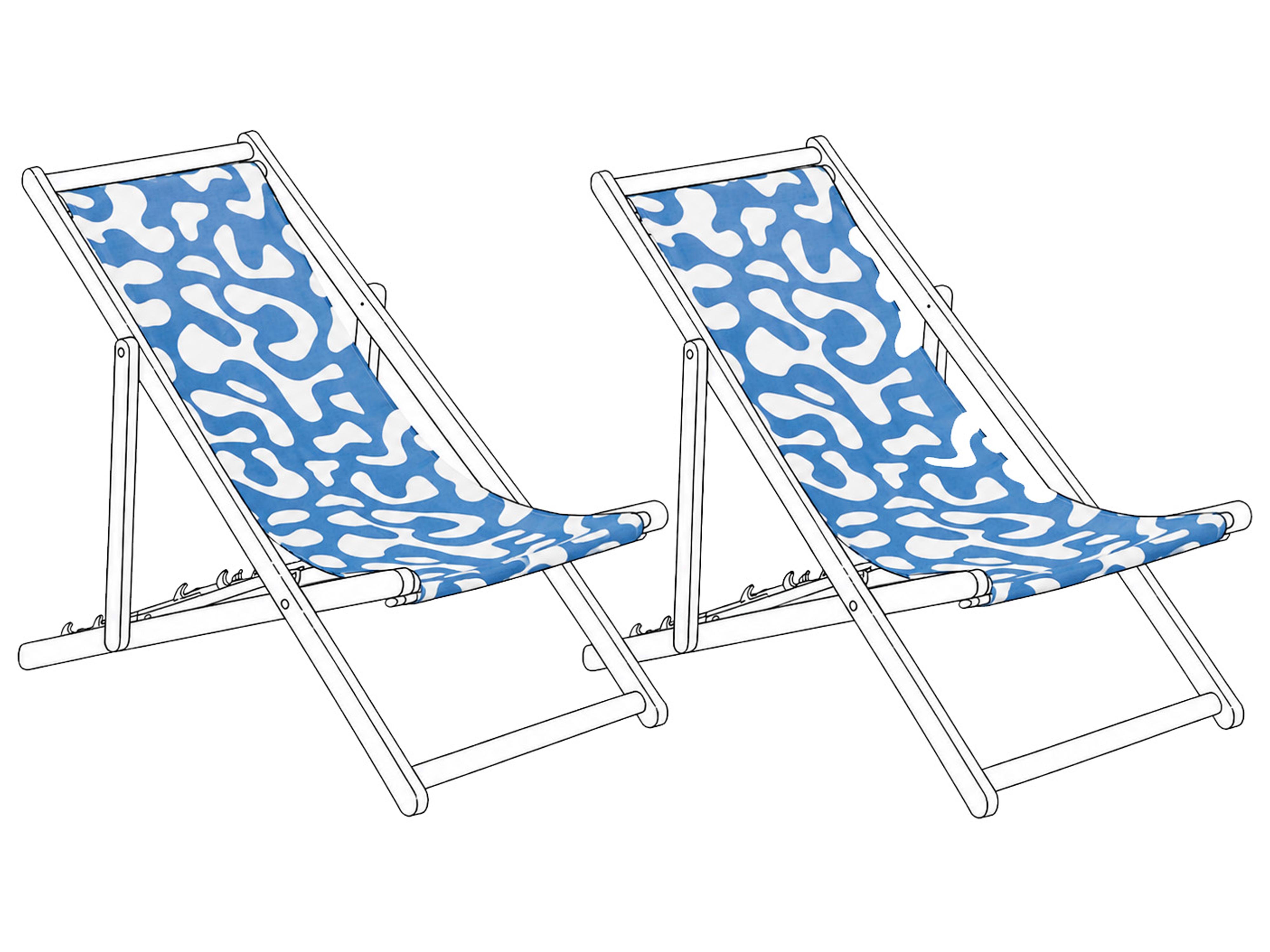 Set of 2 Sun Lounger Replacement Fabrics ANZIO/AVELLINO 113 x 44 cm Blue