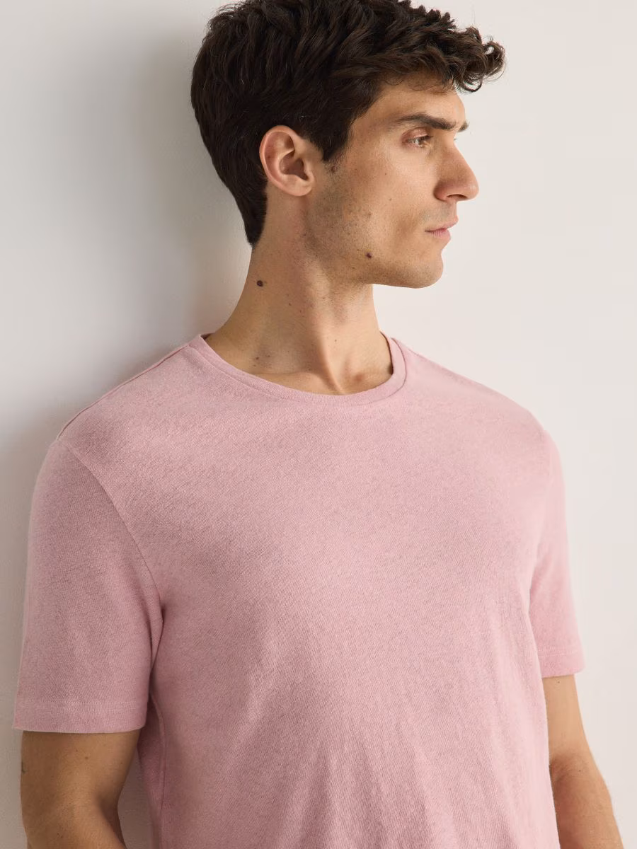 Regular Fit T-Shirt With Linen Blend