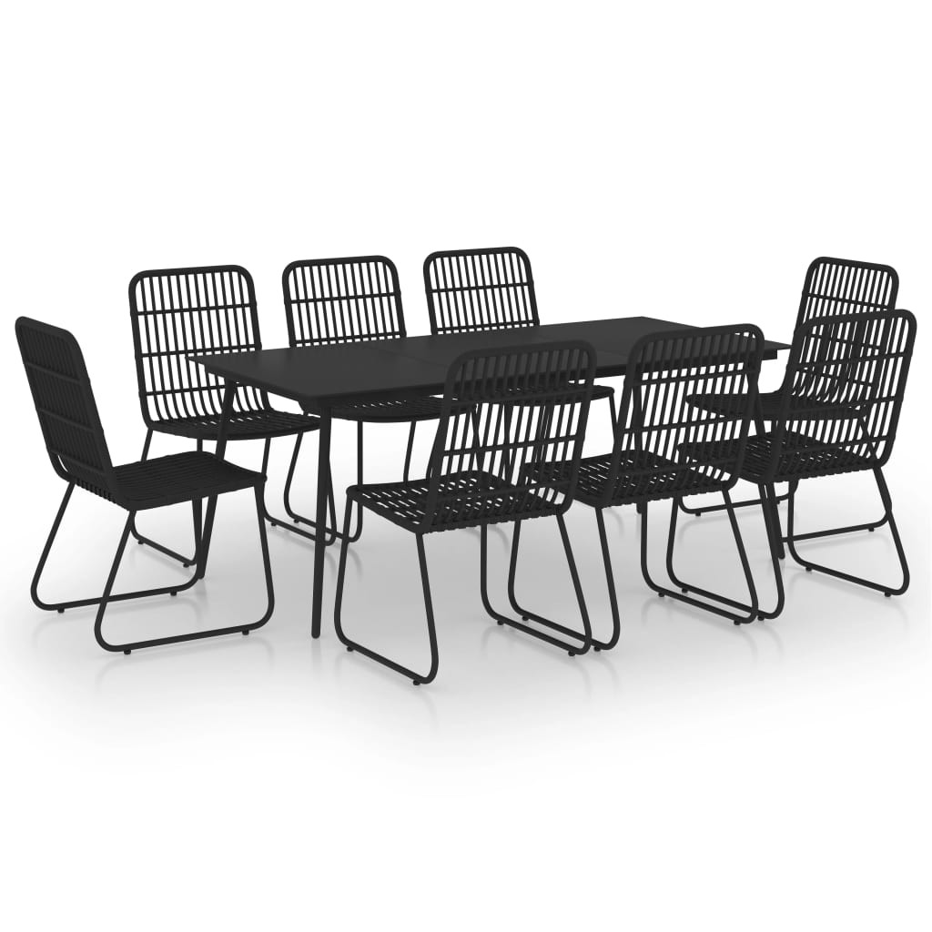 Zestaw mebli ogrodowych Czarny 190 cm table length Technorattan vidaXL