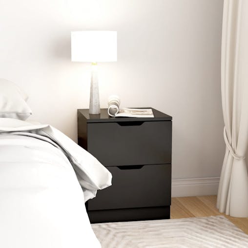 NNEVL Bedside Cabinet Black 40x40x50 cm Chipboard