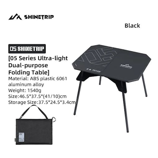 NNEOBA Ultralight Dual-Purpose Camping Adjustable Folding ABS Table Blac