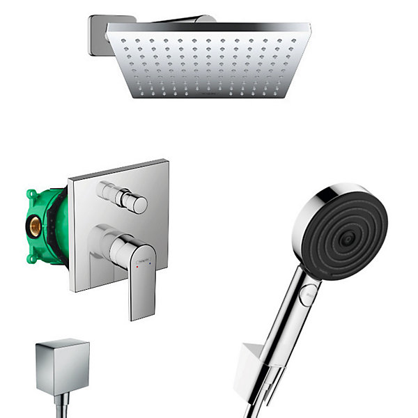 Hansgrohe Vernis Shape Pulsify Set de douche encastré tout en 1 avec douche de tête 230 XXL   Douchette 3 jets Performance
