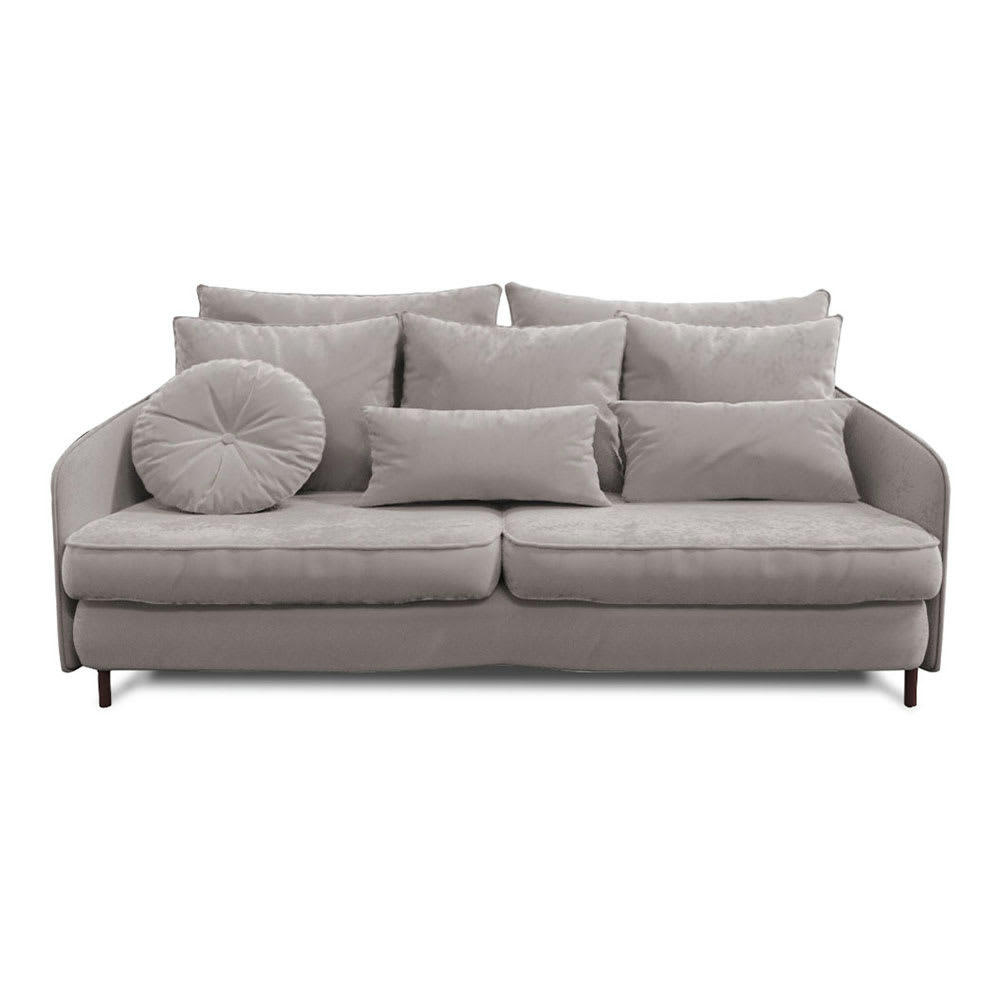 TREMEZZO - Canapé 3 places velours droit gris clair