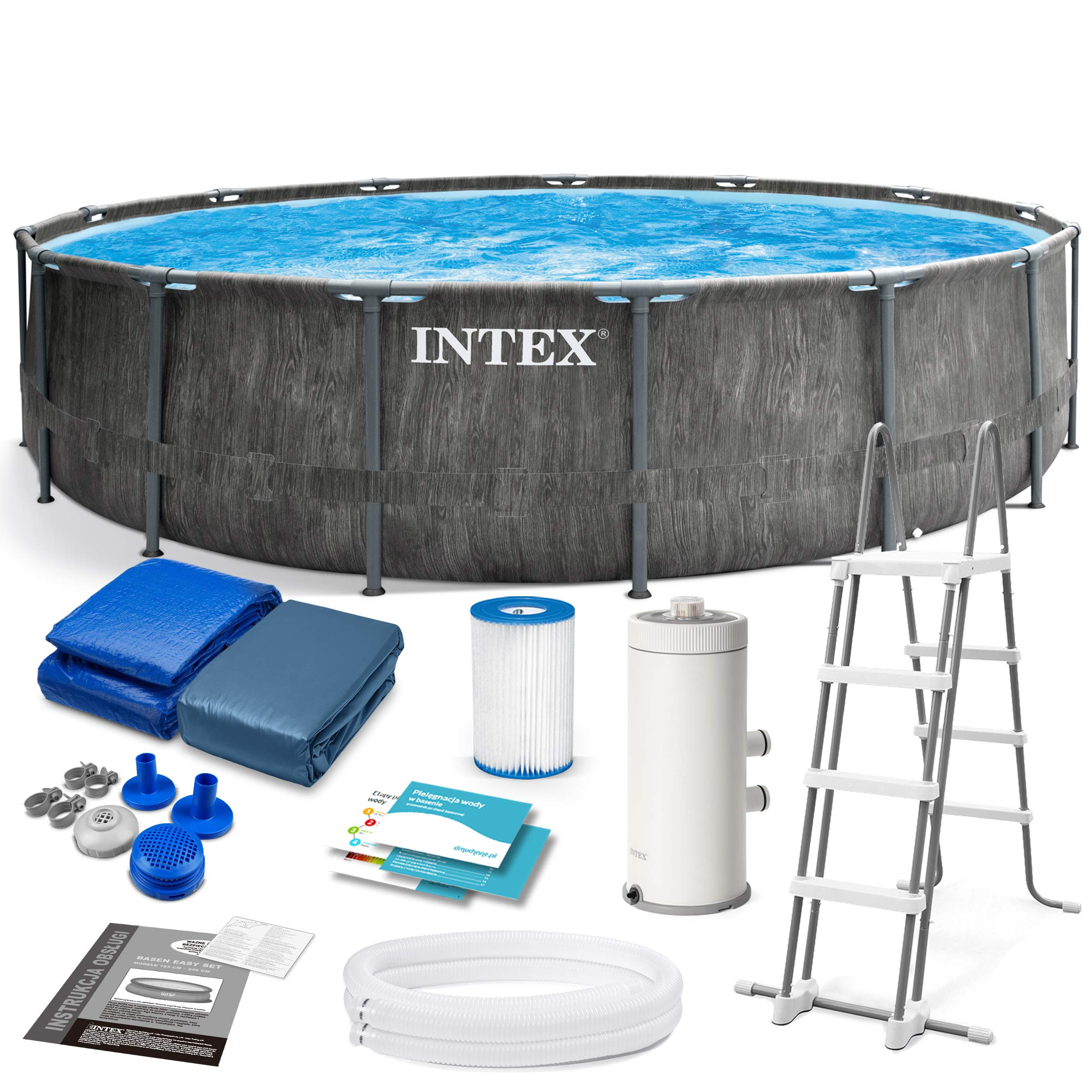 Basen ogrodowy stelażowy Intex 457x122 zestaw 12w1