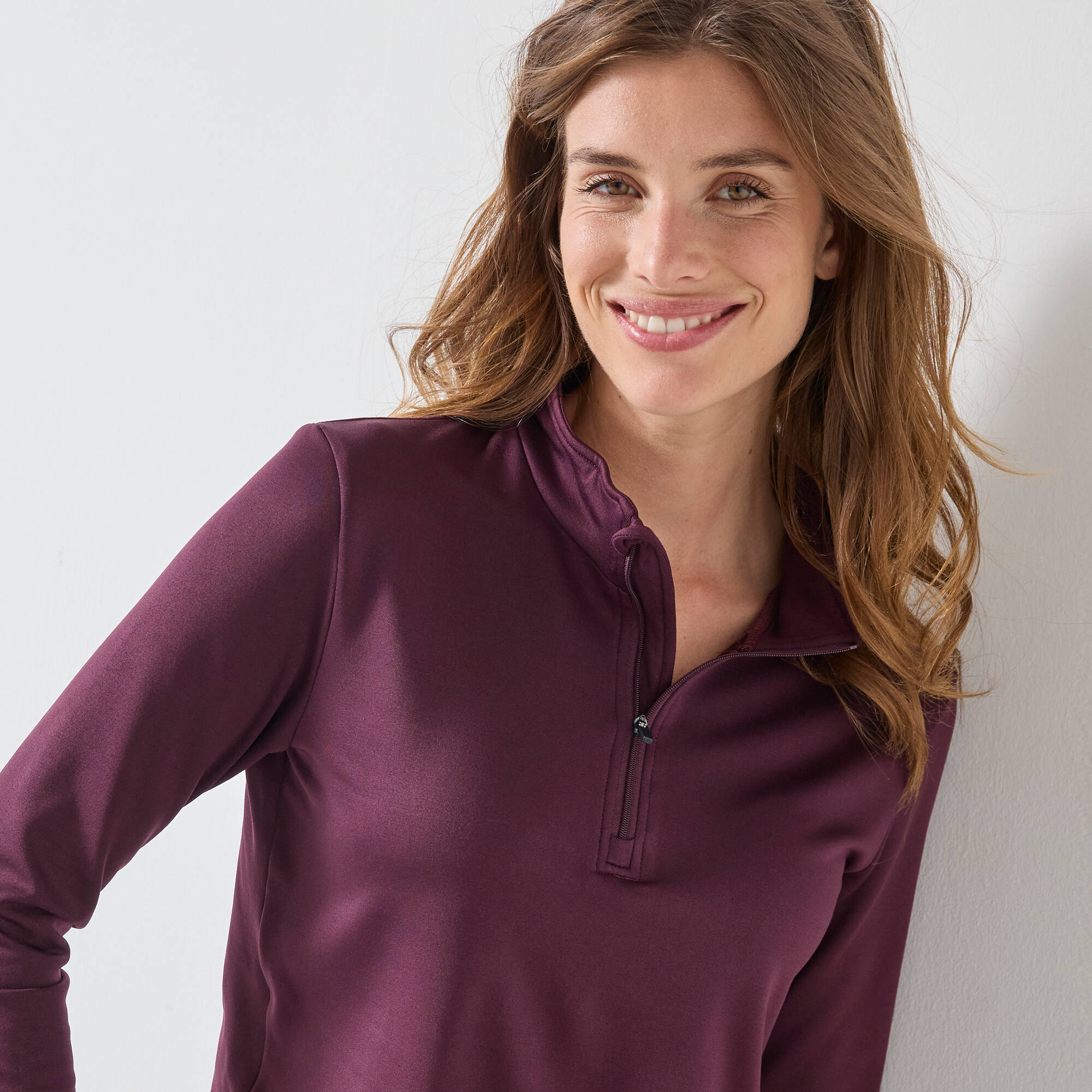 T-shirt col montant zippé manches longues - chaleur intense