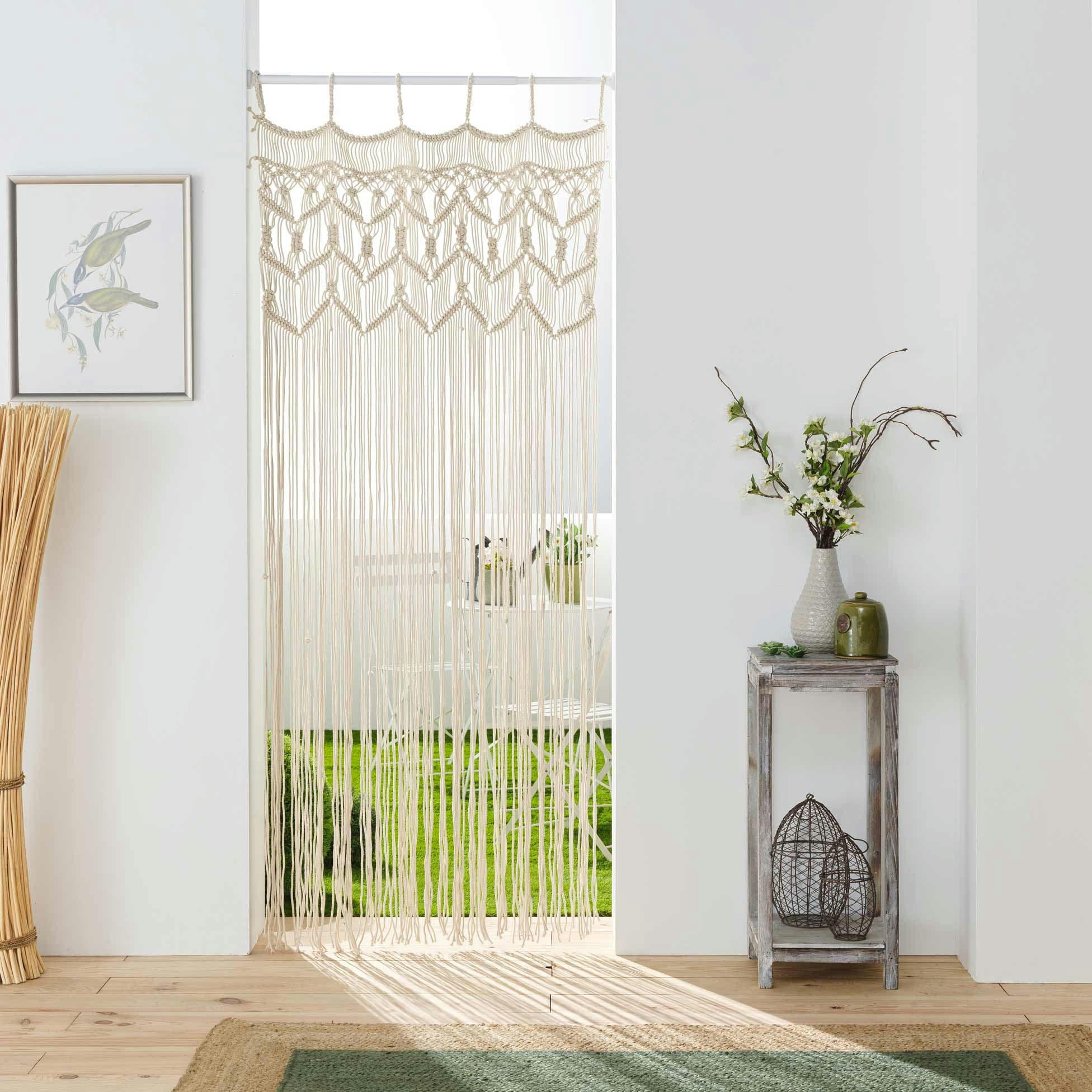- Rideau à fils 90x200cm coton macramé naturel