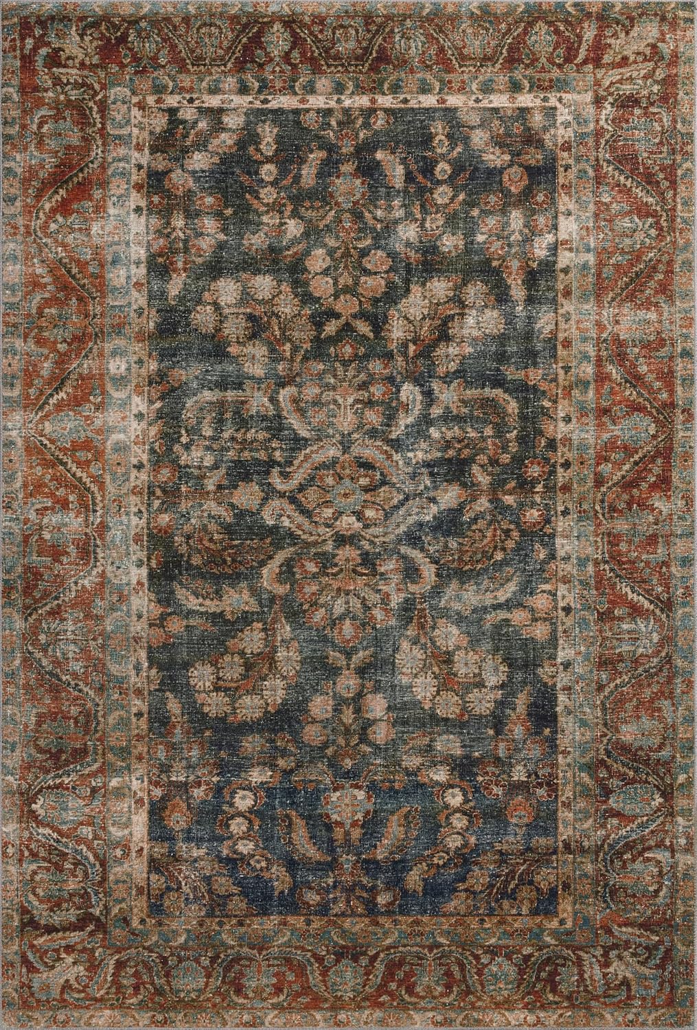 Loloi Chris Loves Julia Jules Collection JUL-10 Ocean/Spice 7'-6 x 9'-6, .13 Pile Height, Area Rug
