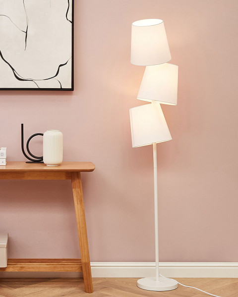 Lampa stojąca biała 3 abażury 164cm