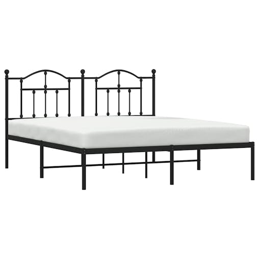 NNEVL Metal Bed Frame with Headboard Black 183x203 cm King