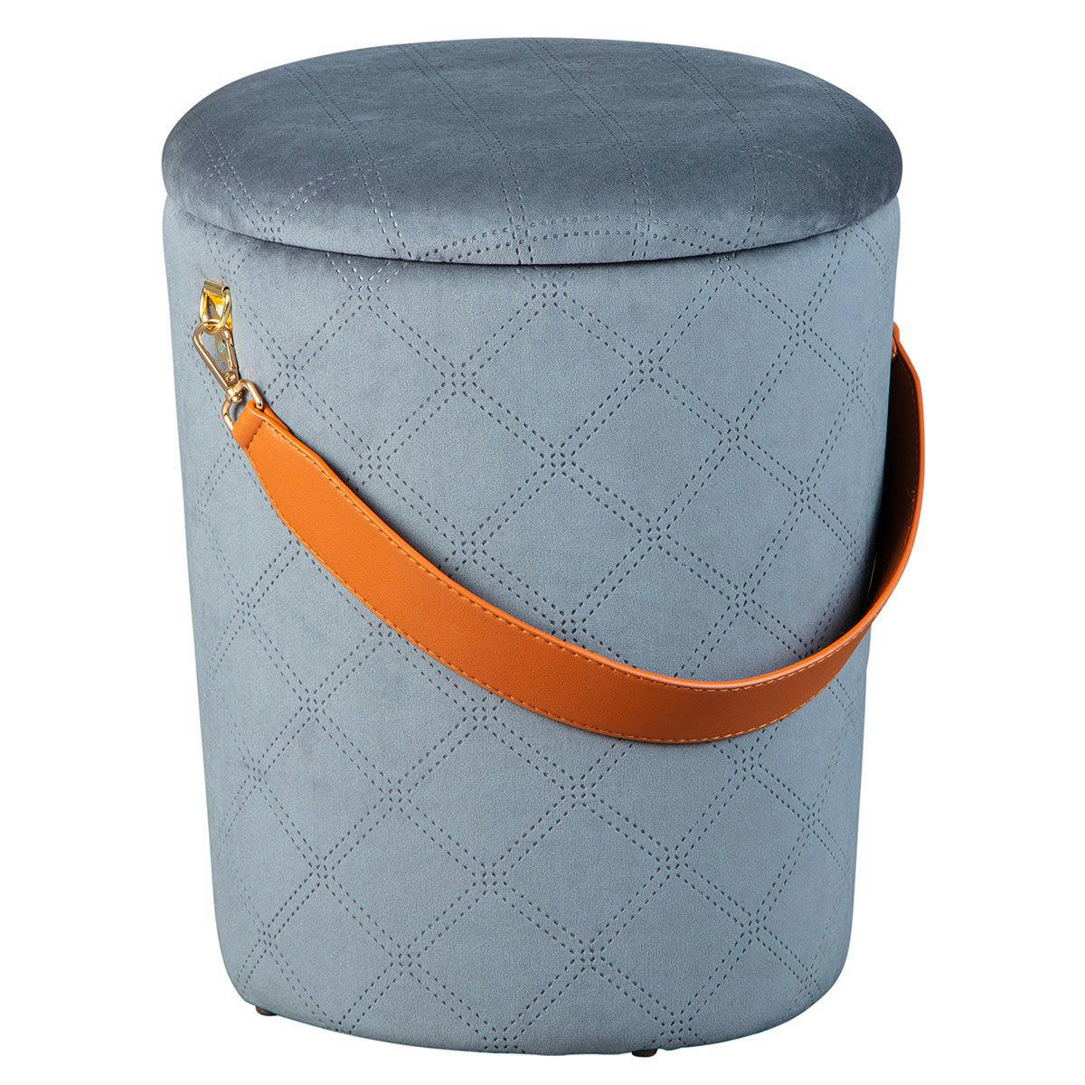 NAJOUA - Pouf  avec coffre et lanière gris