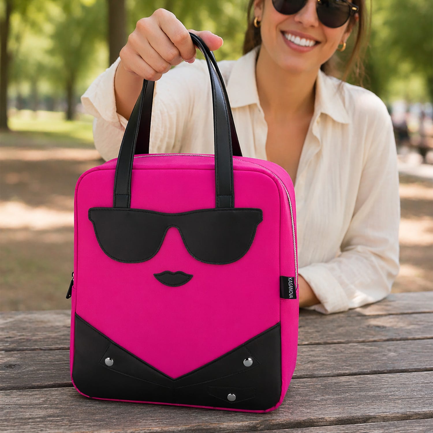 Borsa termica impermeabile 8,5 L rosa occhiali con manici