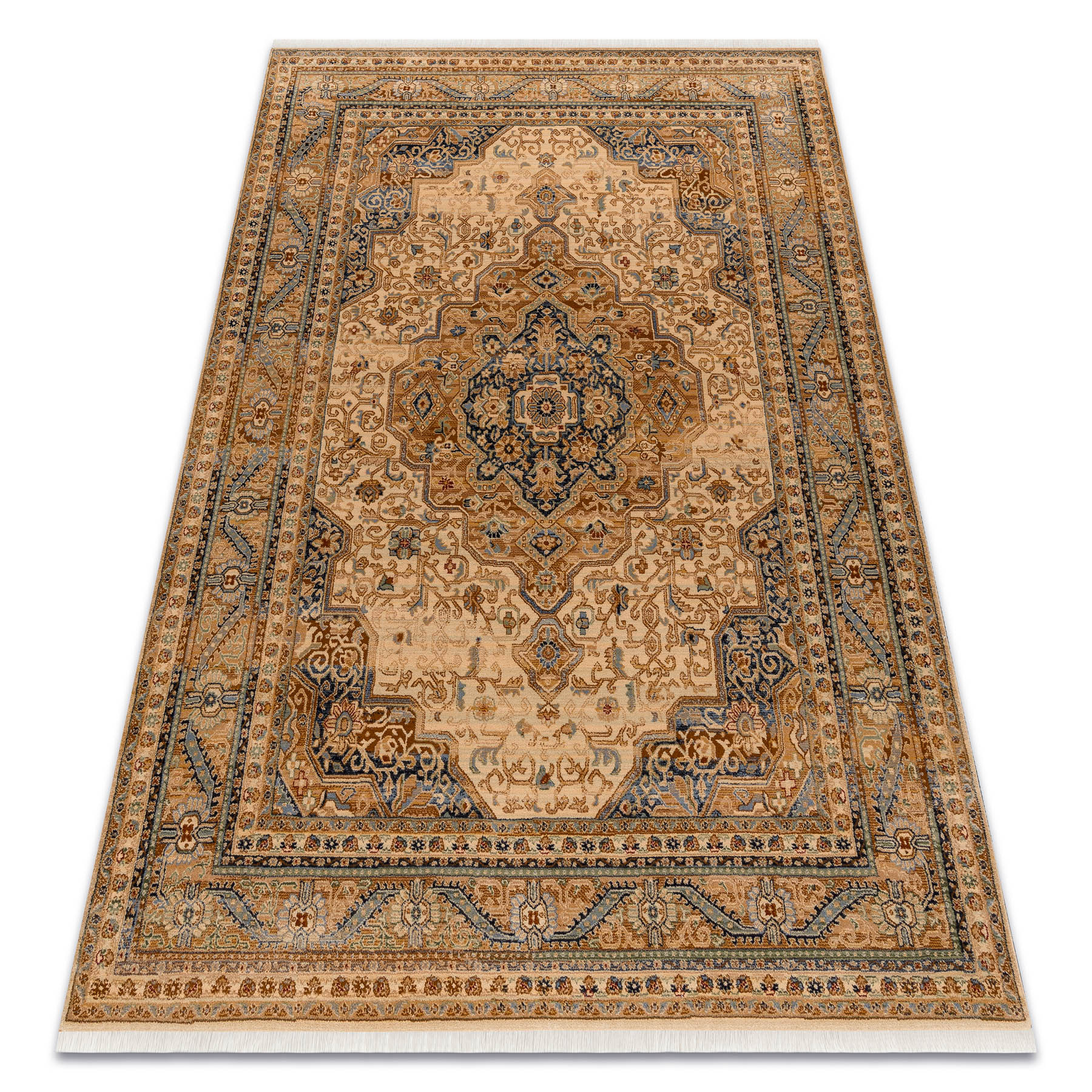 Dywan wełniany KESHAN Frędzle, Ornament, ramka orientalny 80x145 cm