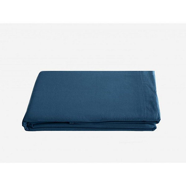 Drap plat Palace pur coton teint lavé, 63 fils/cm² Vent du sud - Palace Marine - 240 x 290 cm pour lit 2 places