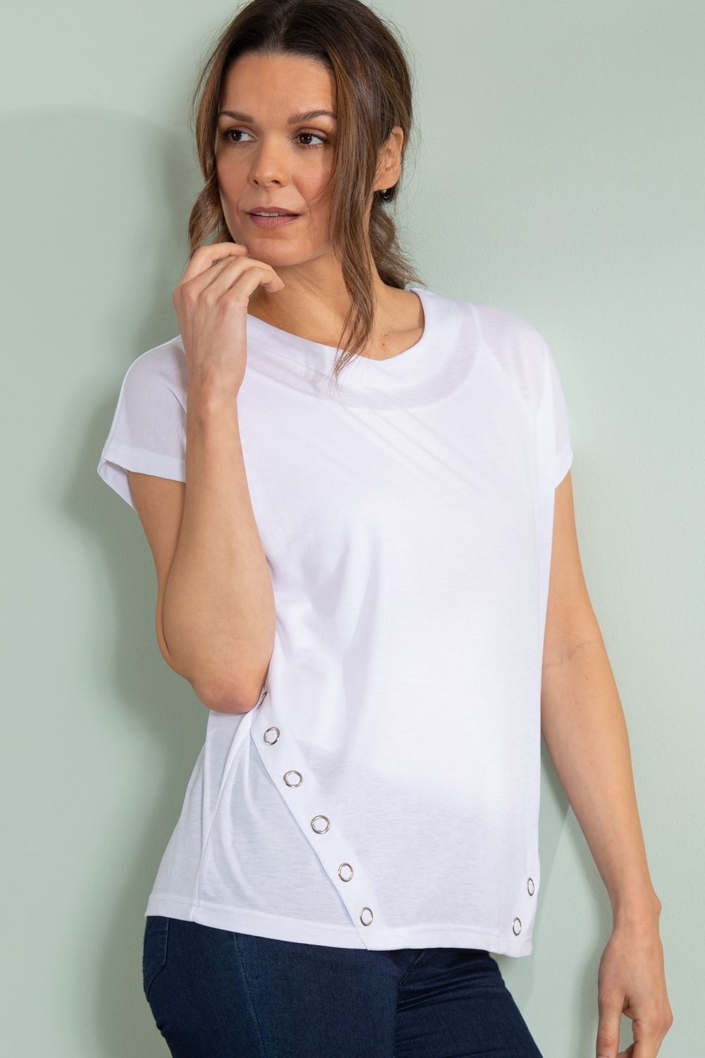 Klass. Embellished Short Sleeve Jersey Top