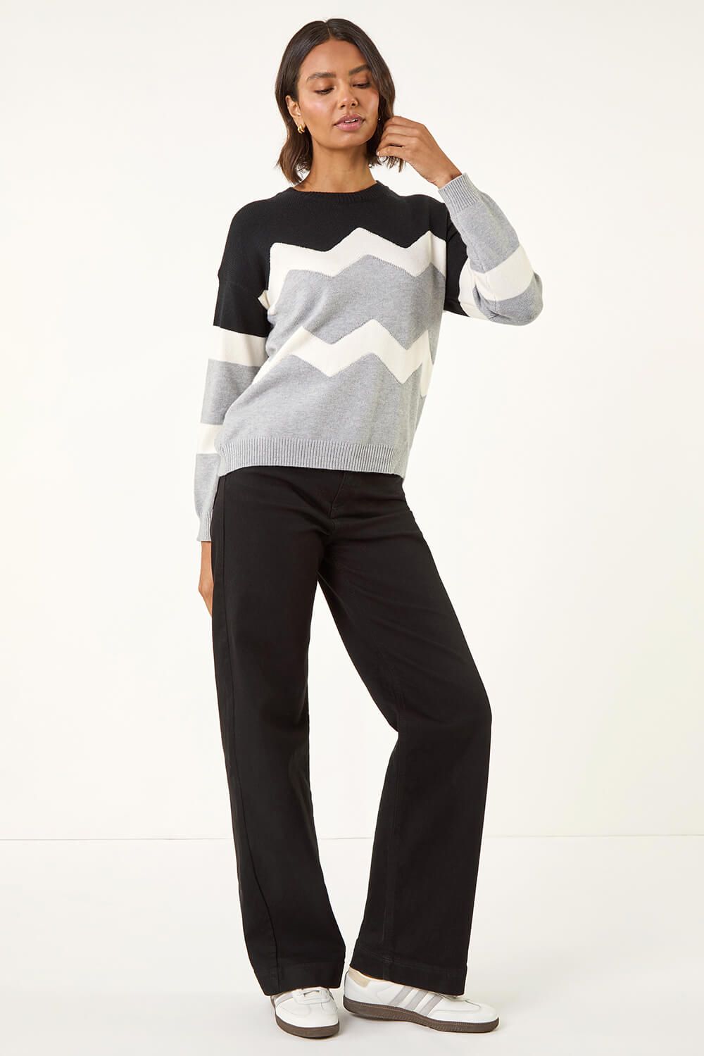 Roman Colour Block Zig Zag Knit Jumper