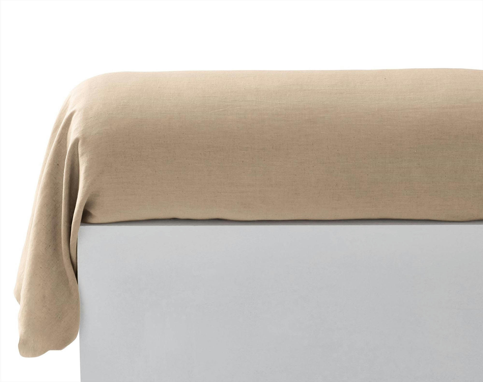 GAMME UNIE LIN PRÉLAVÉ - Drap-housse 140x200x28 blanc craie en lin