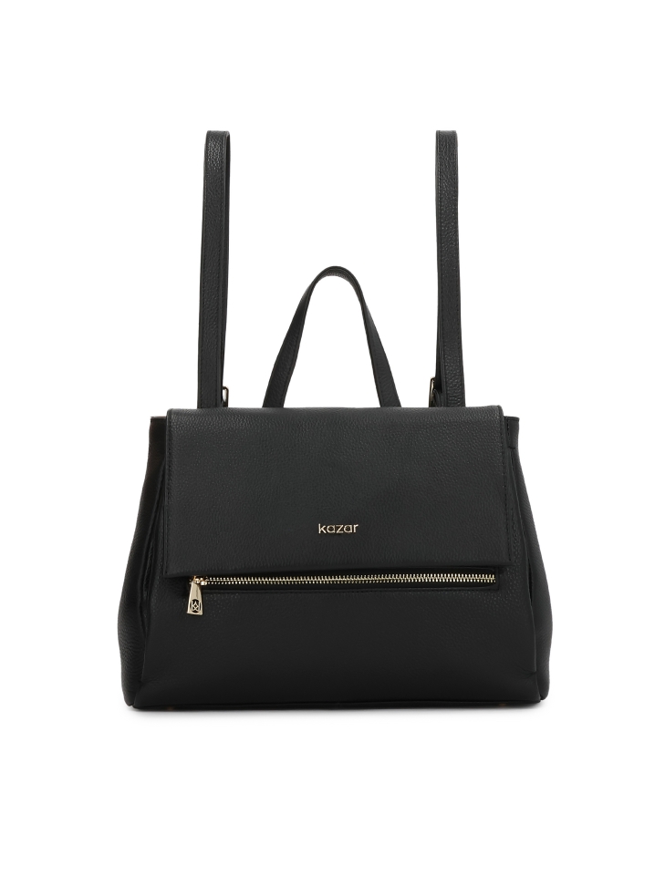 Leather backpack with flap