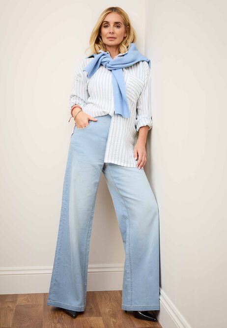 Womens Light Blue Elasticated Waist Wide Leg Kate Jeans