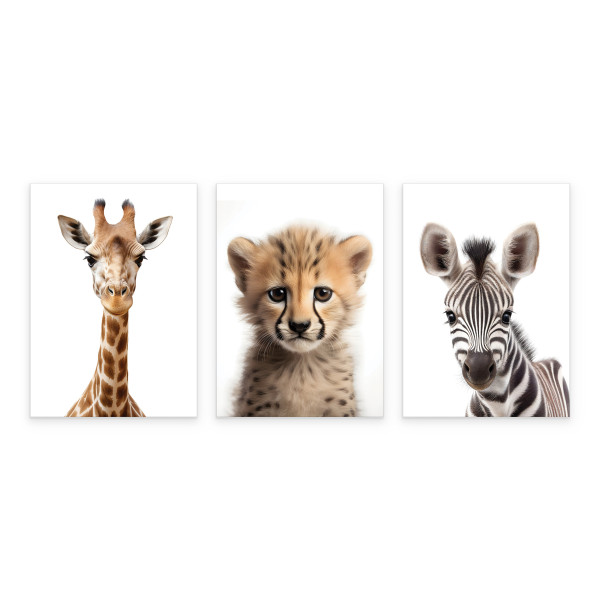Plakat Dzikie zwierzątka SET 3x A4