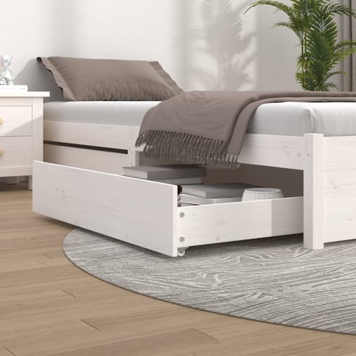 NNEVL Bed Drawers 2 pcs White Solid Wood Pine