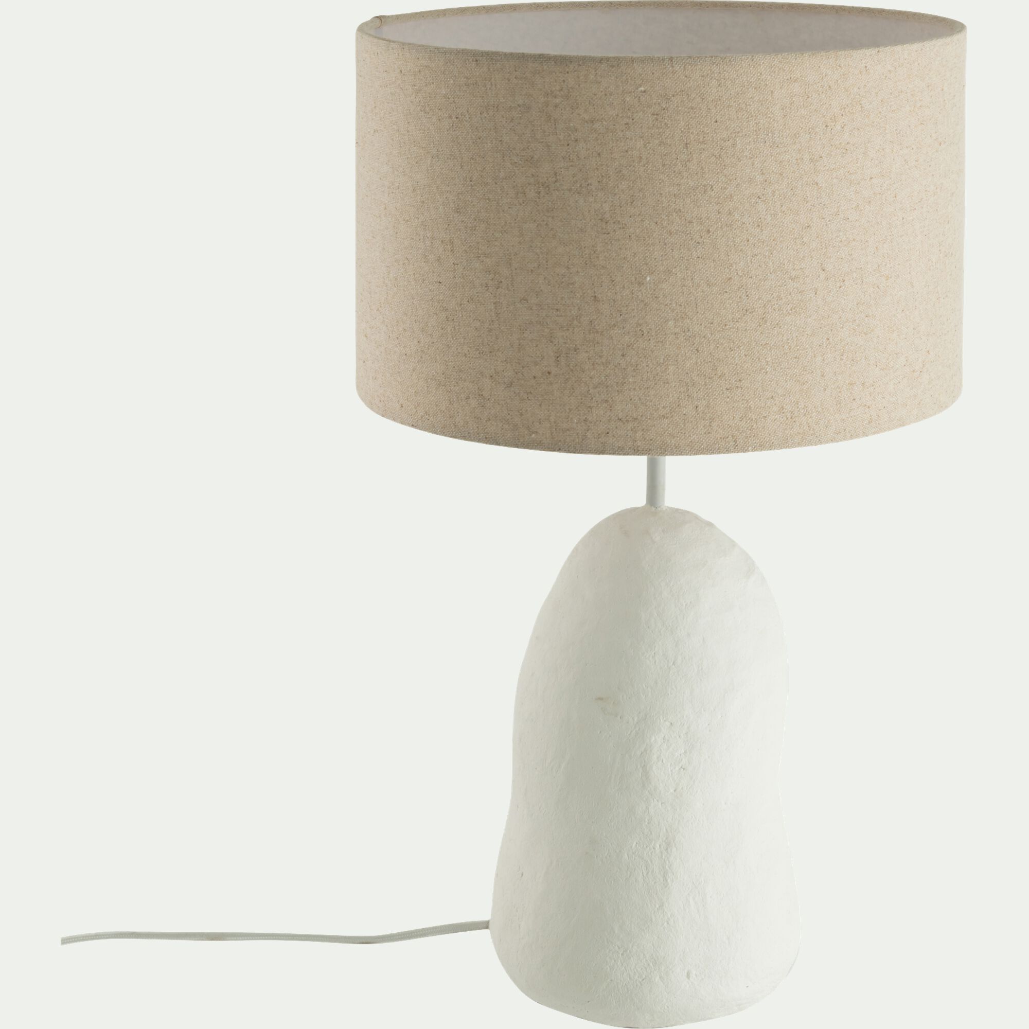 RIM - Lampe à poser électrifiée en céramique et lin H55cm - blanc