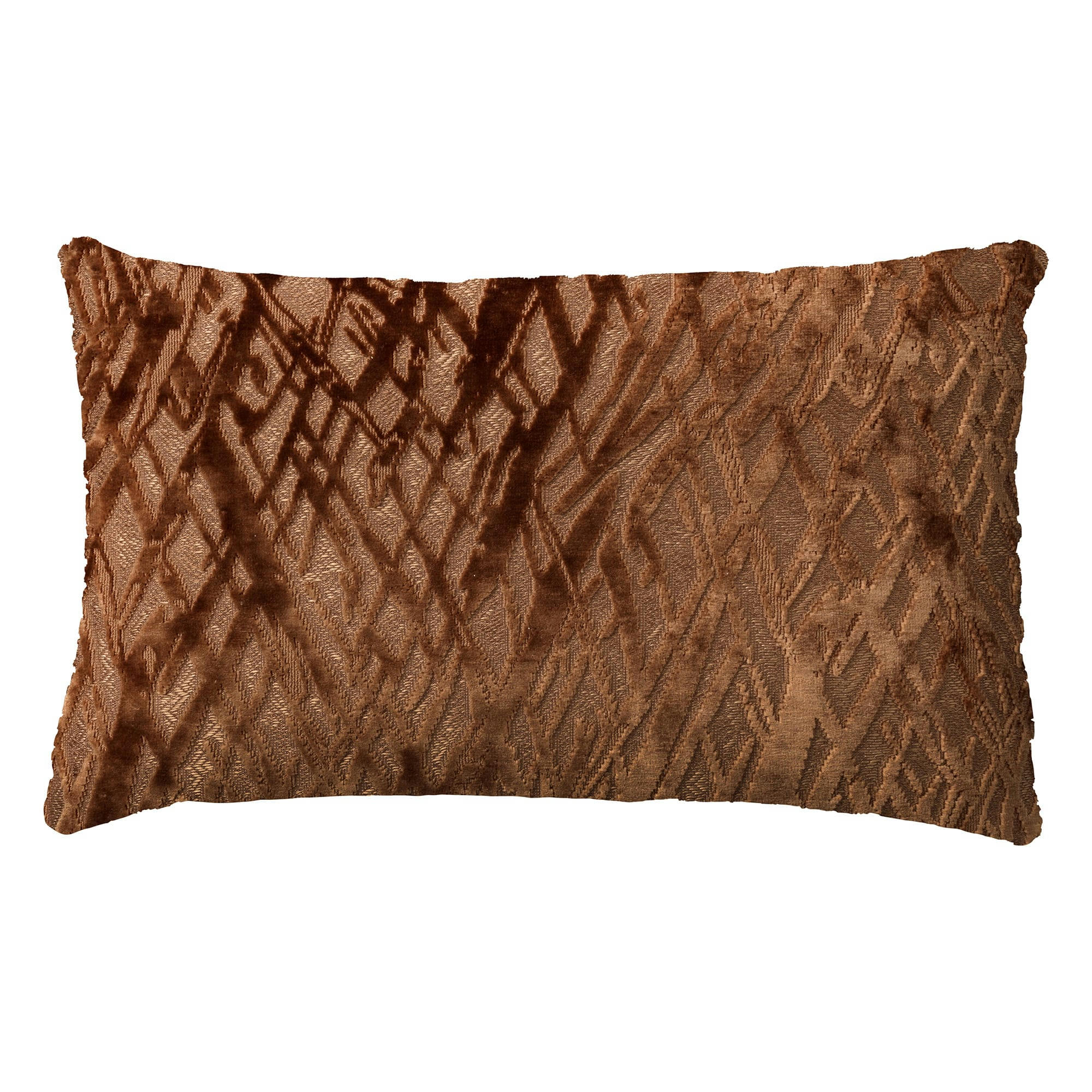 - Coussin marron en velours 30x50 cm avec motif