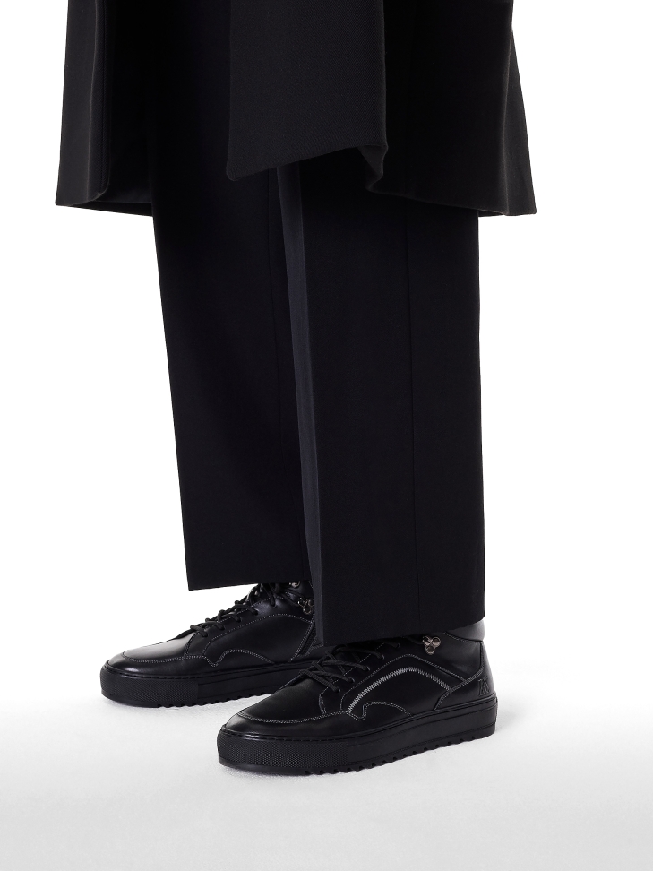 Leather black high sneakers