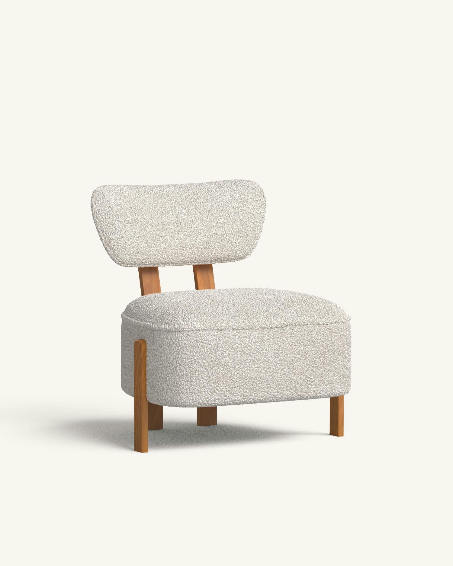 COLIN - Fauteuil avec tissu recyclé en couleur blanc