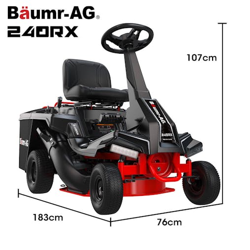 NNEMB 24' Ride On Lawn Mower, Lithium Electric Start System, 6HP 224cc, 5 Cut Heights, Catcher and Mulch Kit
