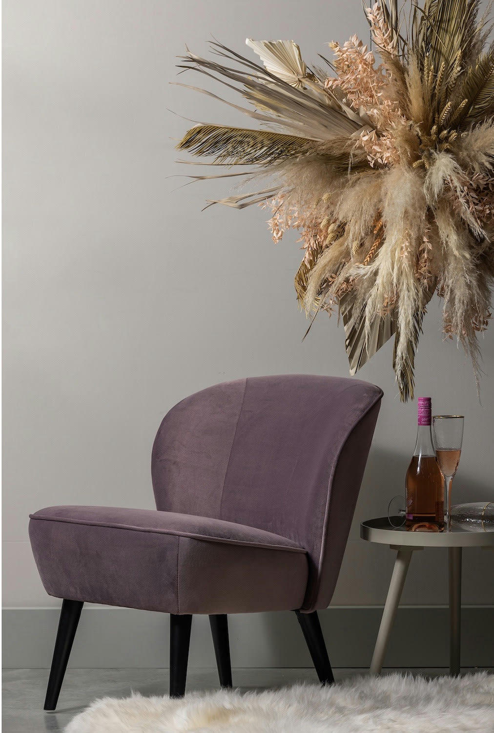 SARA - Fauteuil velours lila