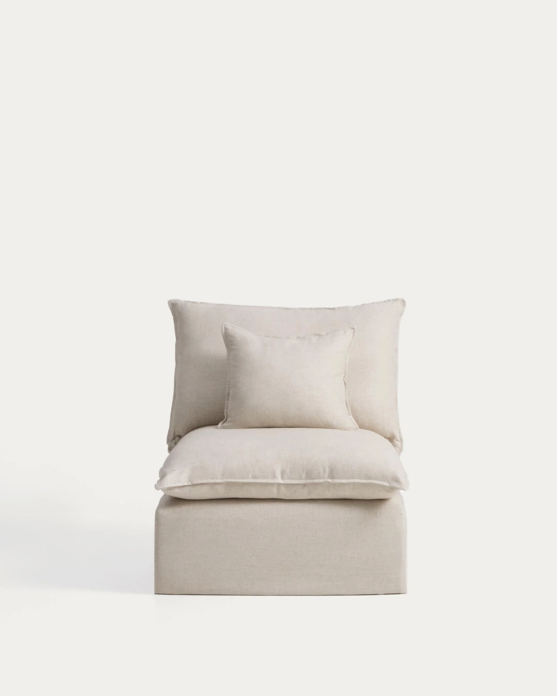Anarela beige linen and viscose armchair with removable cover 90cm FSC Mix Credit