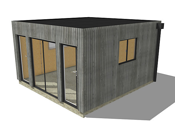 Bureau de jardin 4 saisons en bois 4,4 x 4,6 x 2,7 m / isolation RE2020