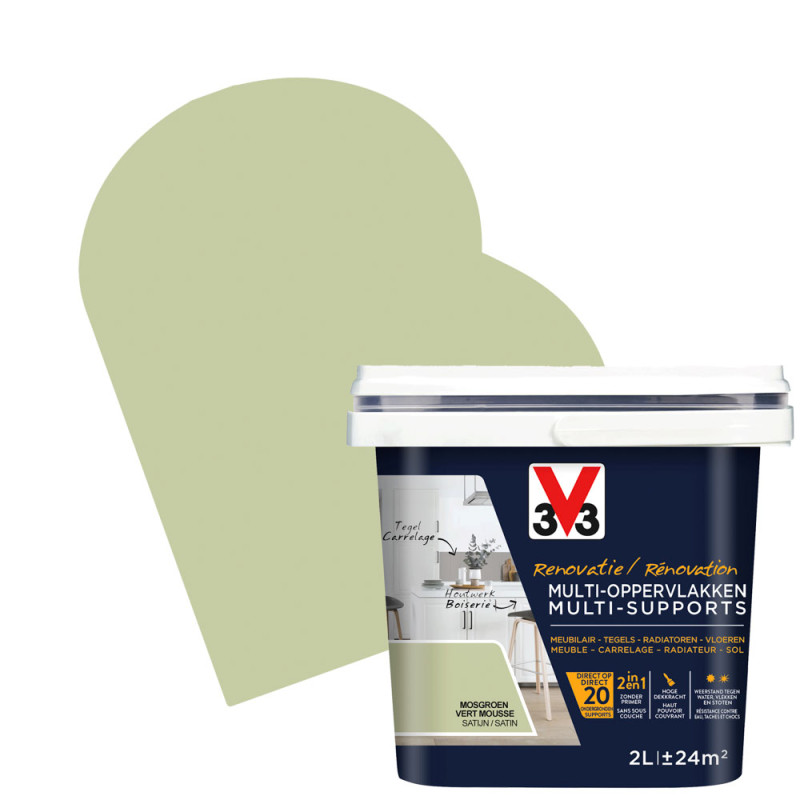 Peinture de rénovation multi-supports vert mousse 2 L V33