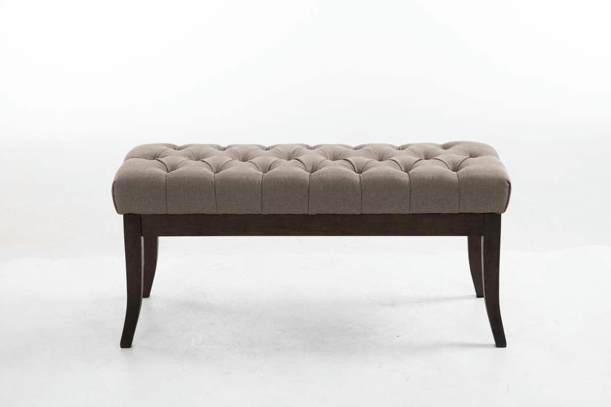 RAMSES - Banquette avec pieds en bois assise en tissu Taupe