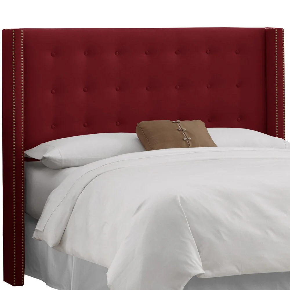 Skyline Furniture Velvet Nail-button Tufted Wingback Headboard