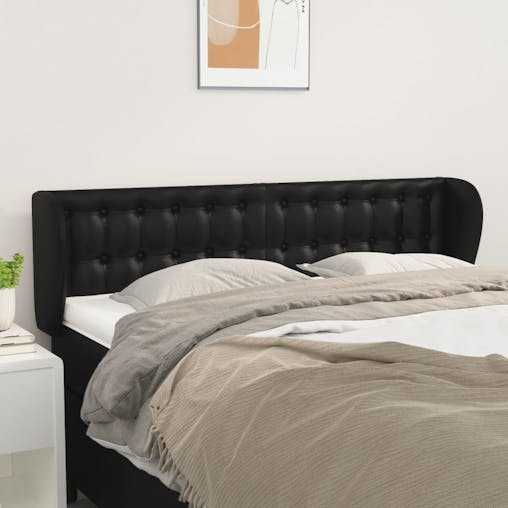 NNEVL Headboard with Ears Black 147x23x78/88 cm Faux Leather