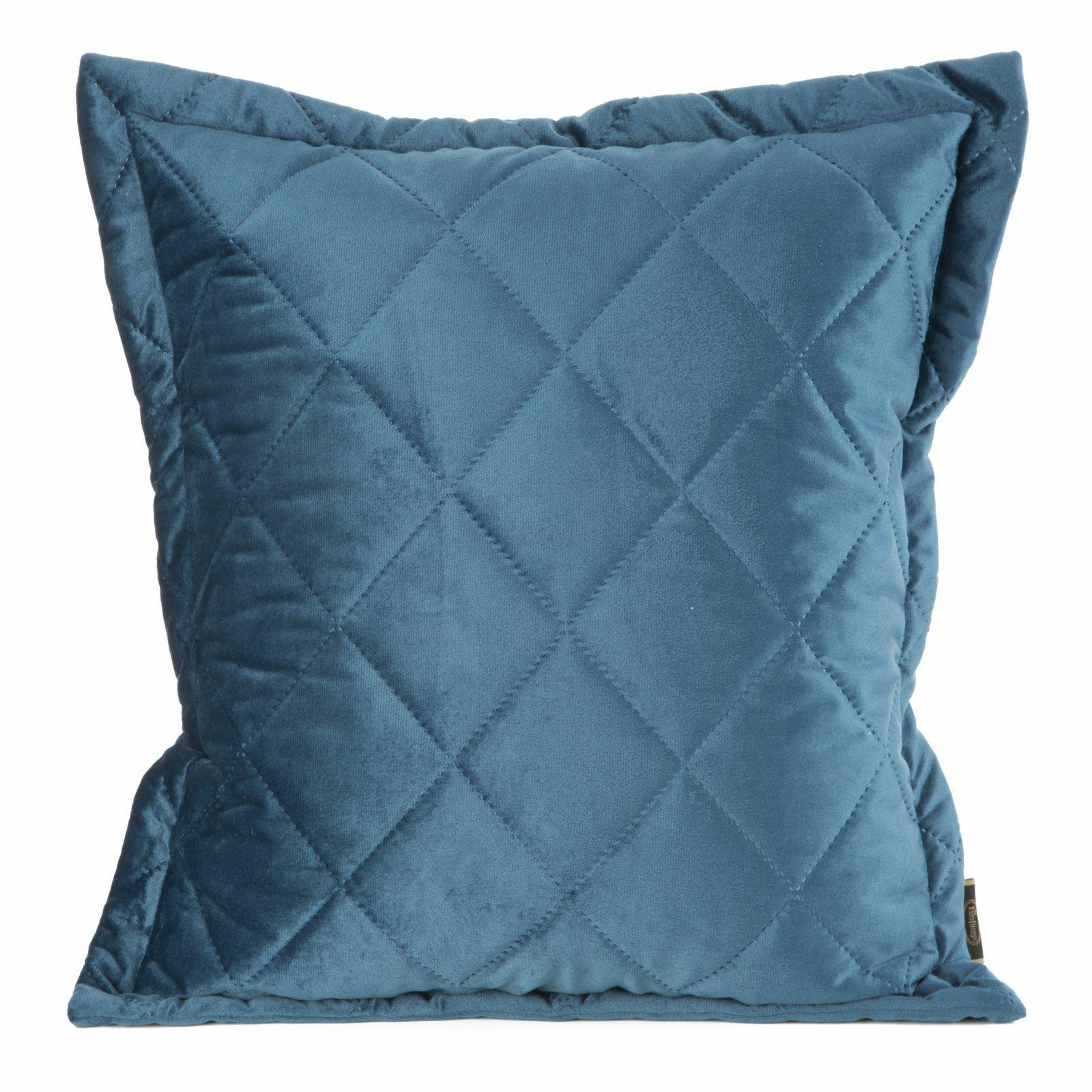 Poszewka dekoracyjna KRISTIN 45x45 cm welwet pikowana glamour granatowa