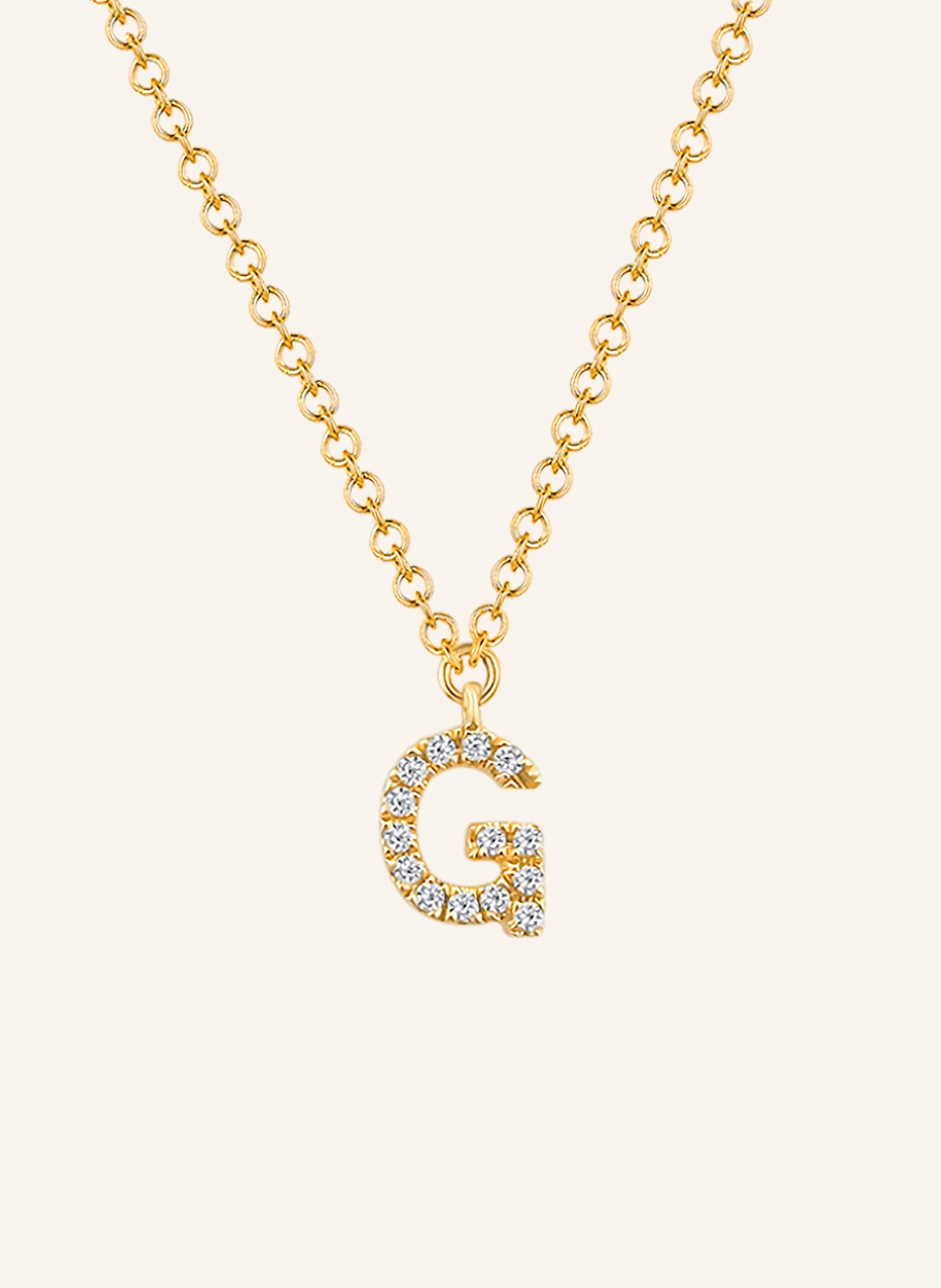 Leaf INITIALIEN Halskette „G“ aus 14 Karat Gelbgold mit Diamanten