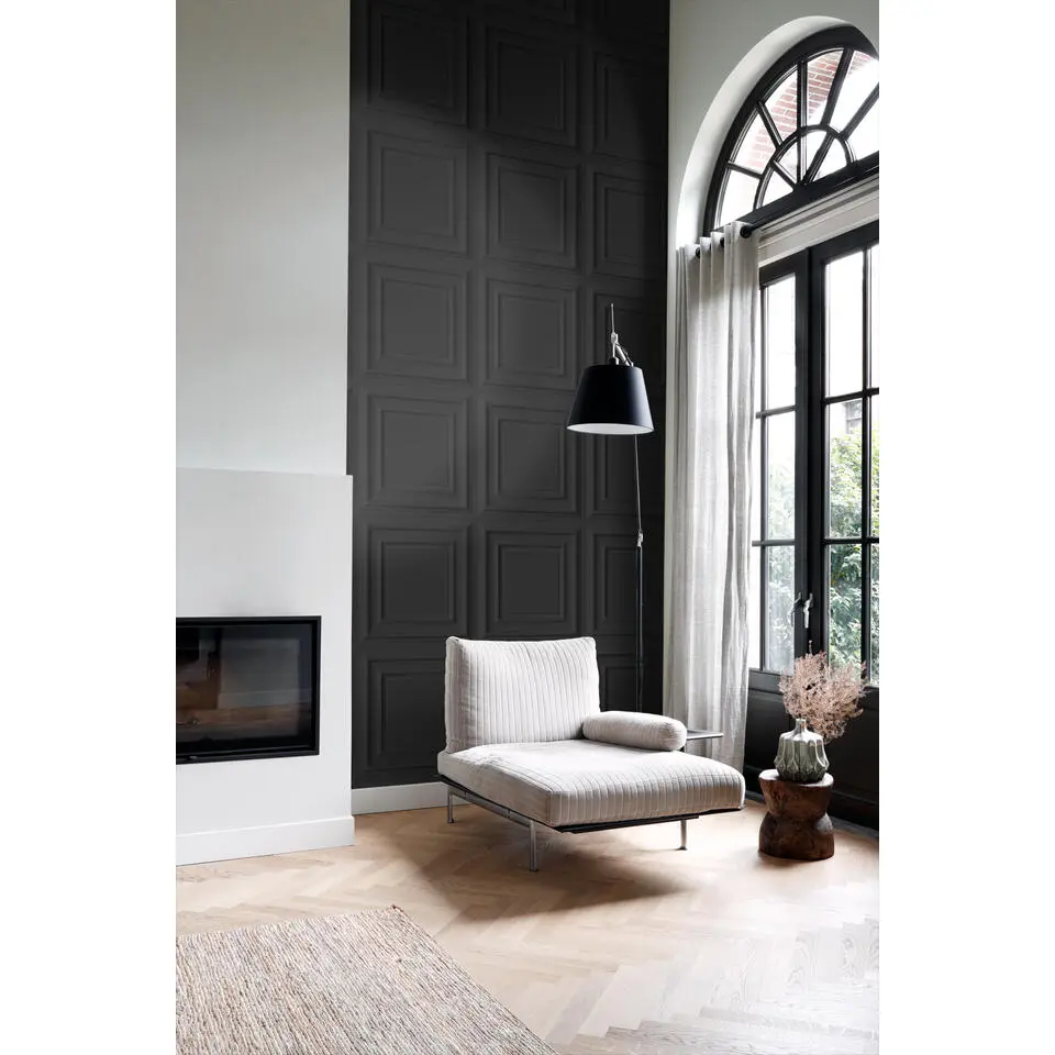 Origin Wallcoverings behang wandpanelen zwart - 53 cm x 10.05 m