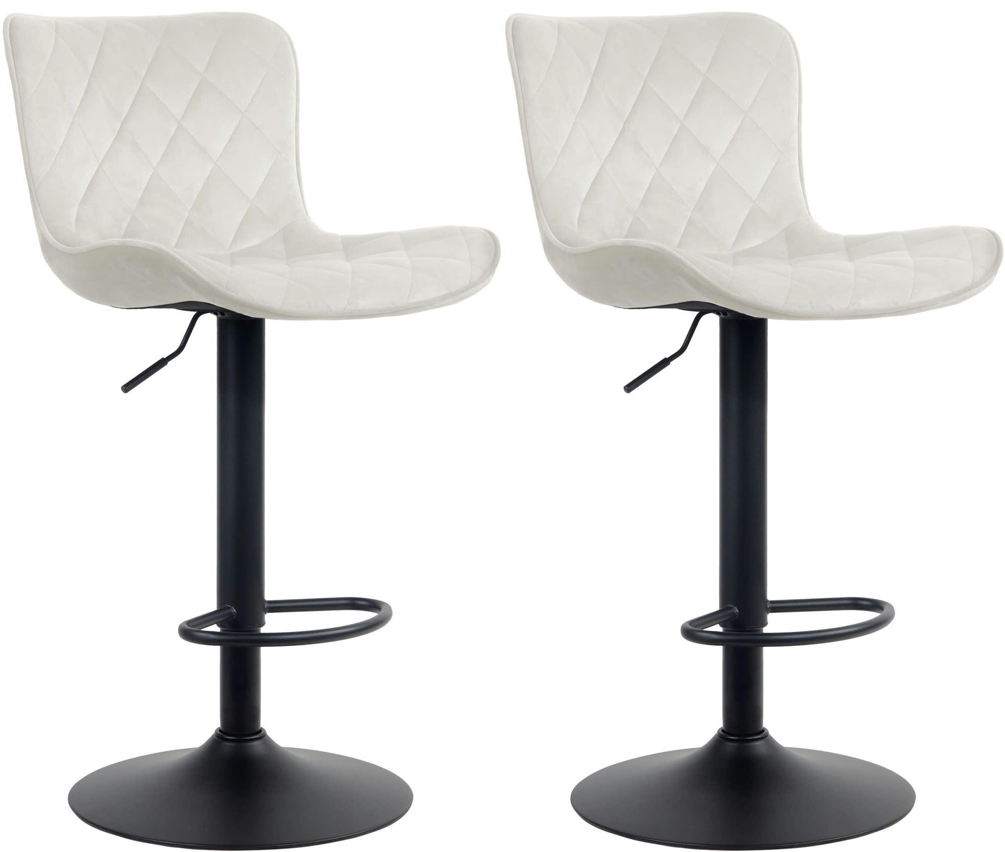 EMMA - Lot de 2 tabourets de bar ajustables pivotants velours Crème