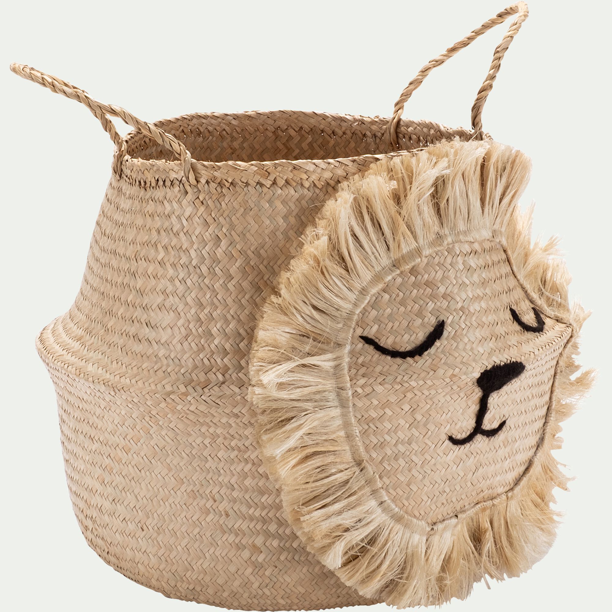 SIMBA - Panier déco lion en jonc de mer D40xH38cm - naturel